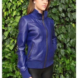 Sweet Prima blue leather bomber jacket (leather jacket)